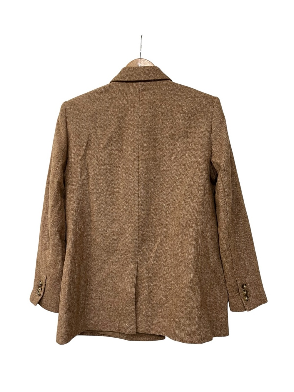Loft Ann Taylor Relaxed Herringbone Camel Blazer M - Picture 3 of 5